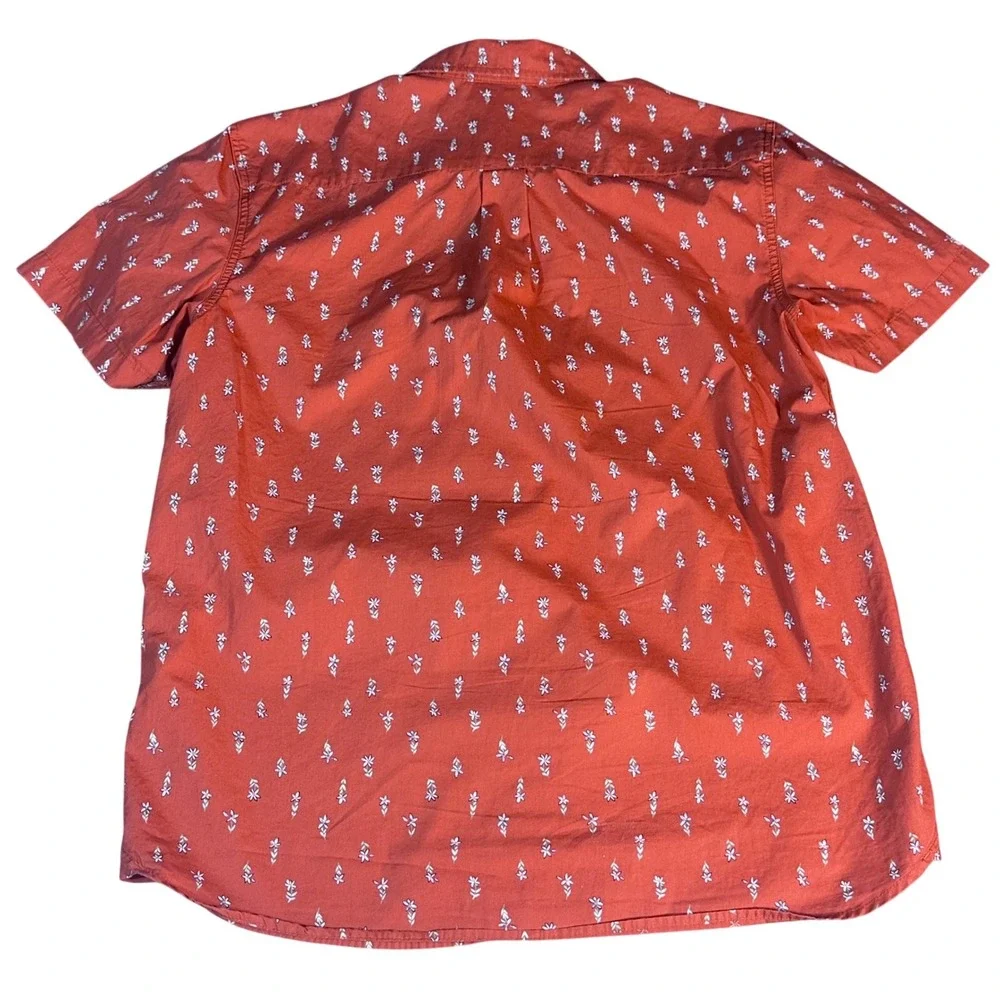 The North Face Button Up‎ Shirt Mens Large Orange Floral Short Sleeve NF0A55ND